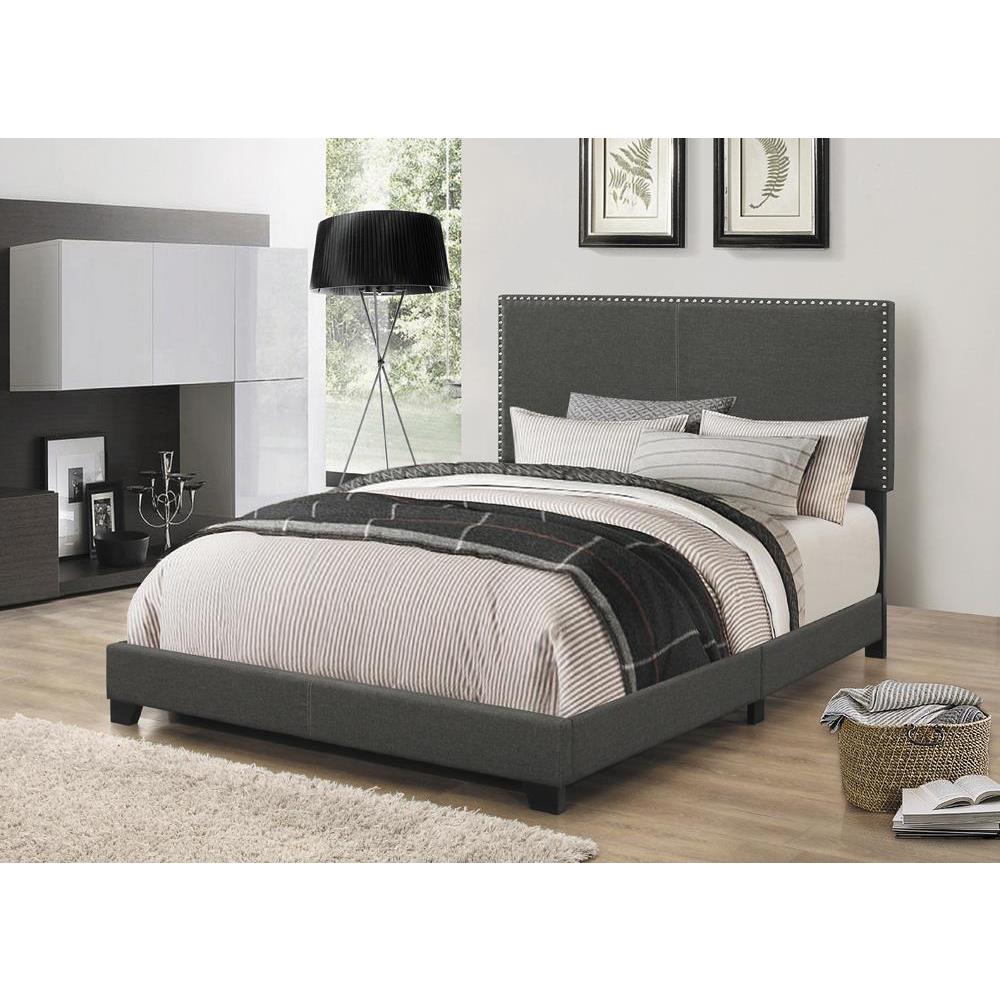 Boyd Eastern King Upholstered Bed with Nailhead Trim Charcoal. Picture 1