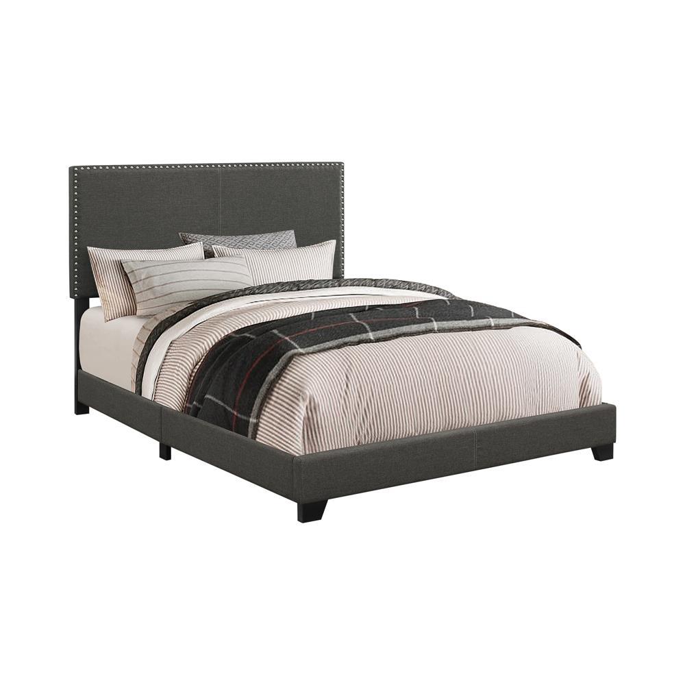Boyd Twin Upholstered Bed with Nailhead Trim Charcoal. Picture 2