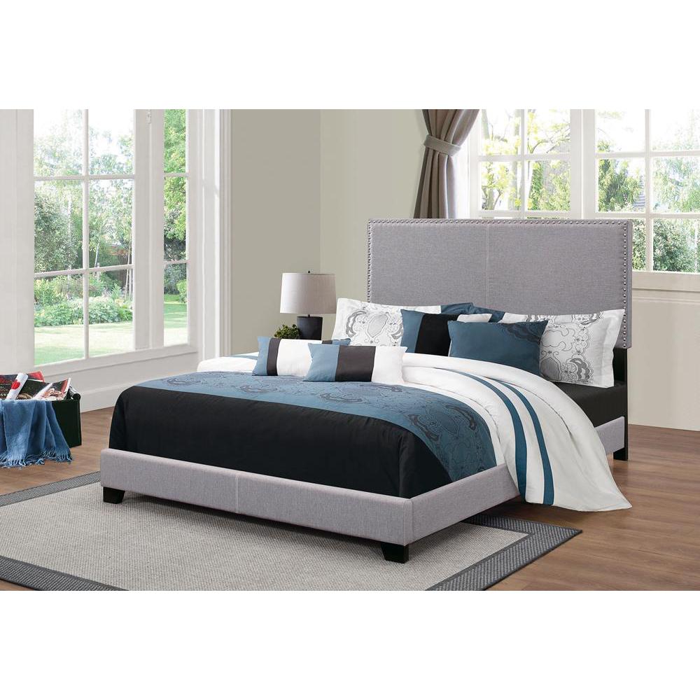 Boyd Eastern King Upholstered Bed with Nailhead Trim Grey. Picture 1