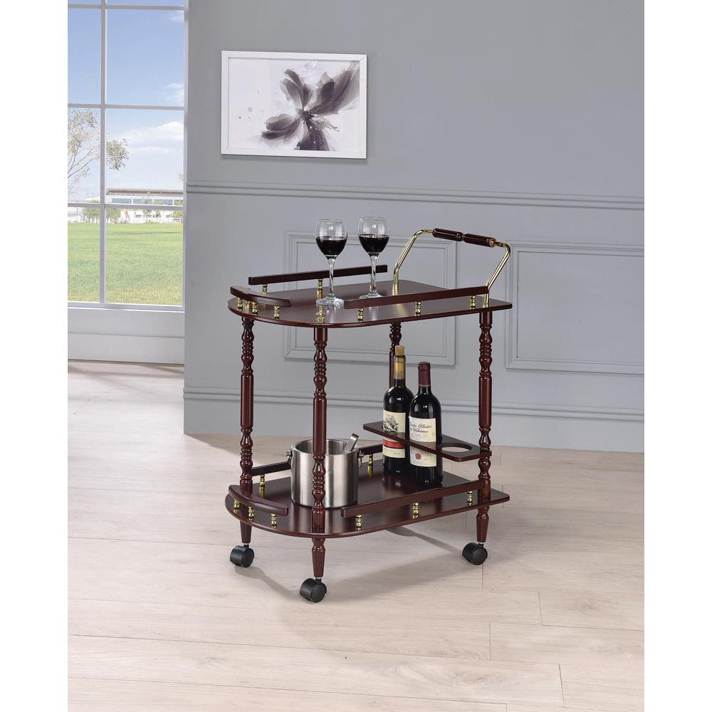Palmer 2-tier Serving Cart Merlot and Brass. Picture 1