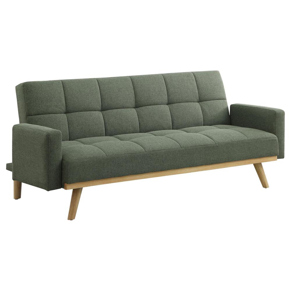 Kourtney Upholstered Track Arms Covertible Sofa Bed Sage Green. Picture 12