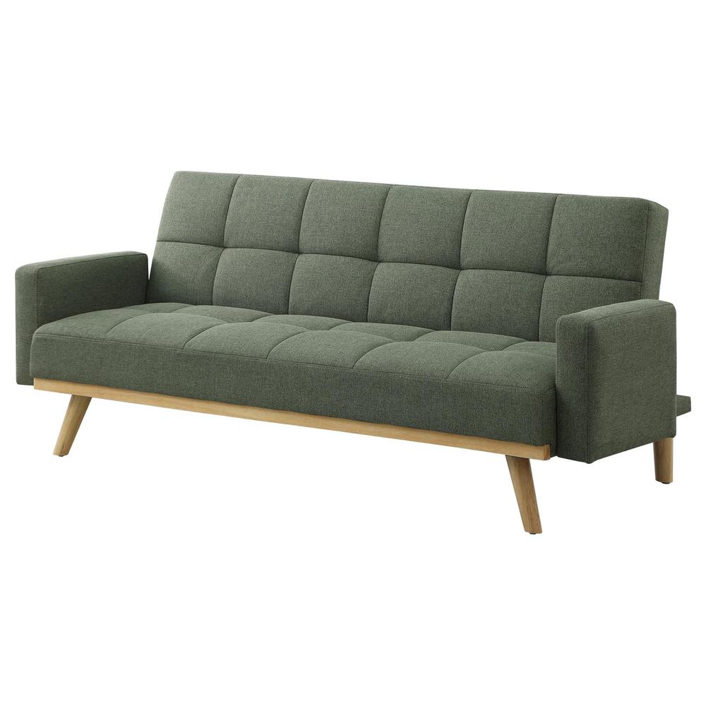 Kourtney Upholstered Track Arms Covertible Sofa Bed Sage Green. Picture 5
