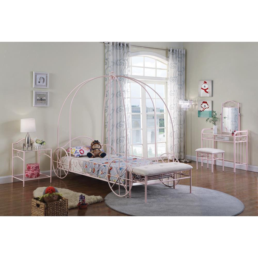 Massi Twin Canopy Bed Powder Pink. Picture 3