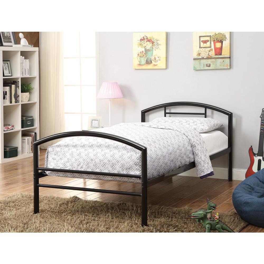 Baines Twin Metal Bed with Arched Headboard Black. Picture 1