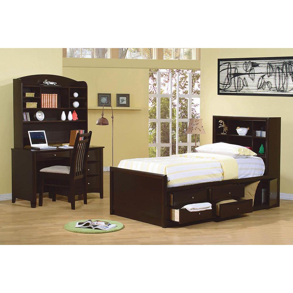 Phoenix Full Bookcase Bed with Underbed Storage Cappuccino. Picture 1
