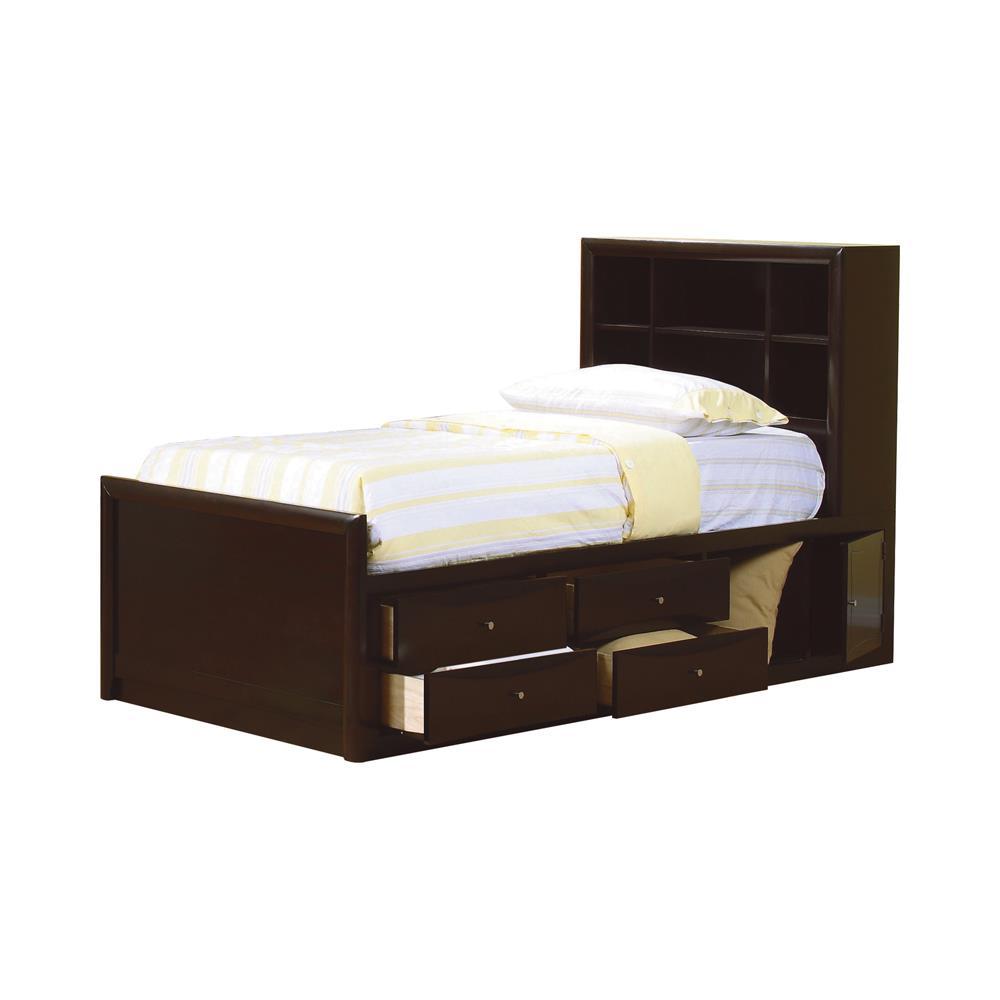 Phoenix Full Bookcase Bed with Underbed Storage Cappuccino. Picture 2