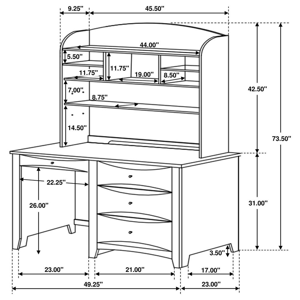 Phoenix 4-drawer Computer Desk with Hutch Cappuccino. Picture 2
