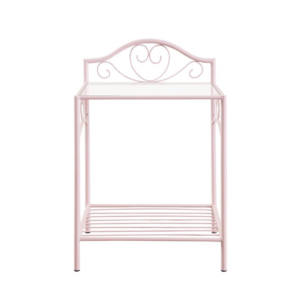 Massi 1-shelf Nightstand with Glass Top Powder Pink. Picture 2