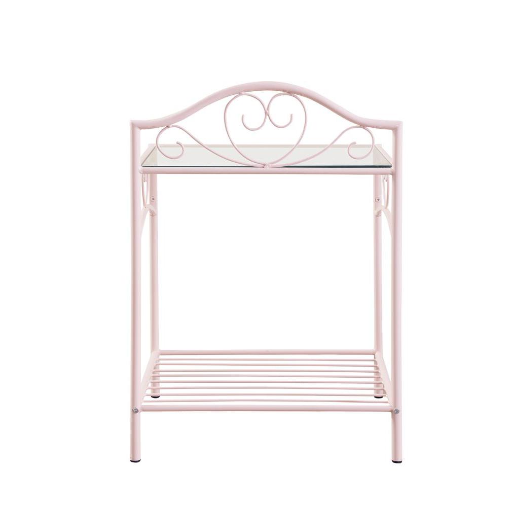 Massi 1-shelf Nightstand with Glass Top Powder Pink. Picture 4