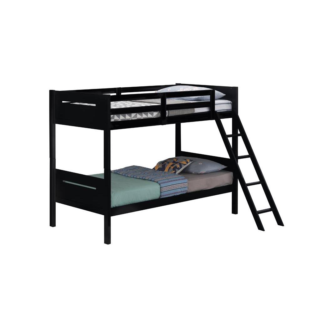 Littleton Twin Over Twin Bunk Bed Black. Picture 1