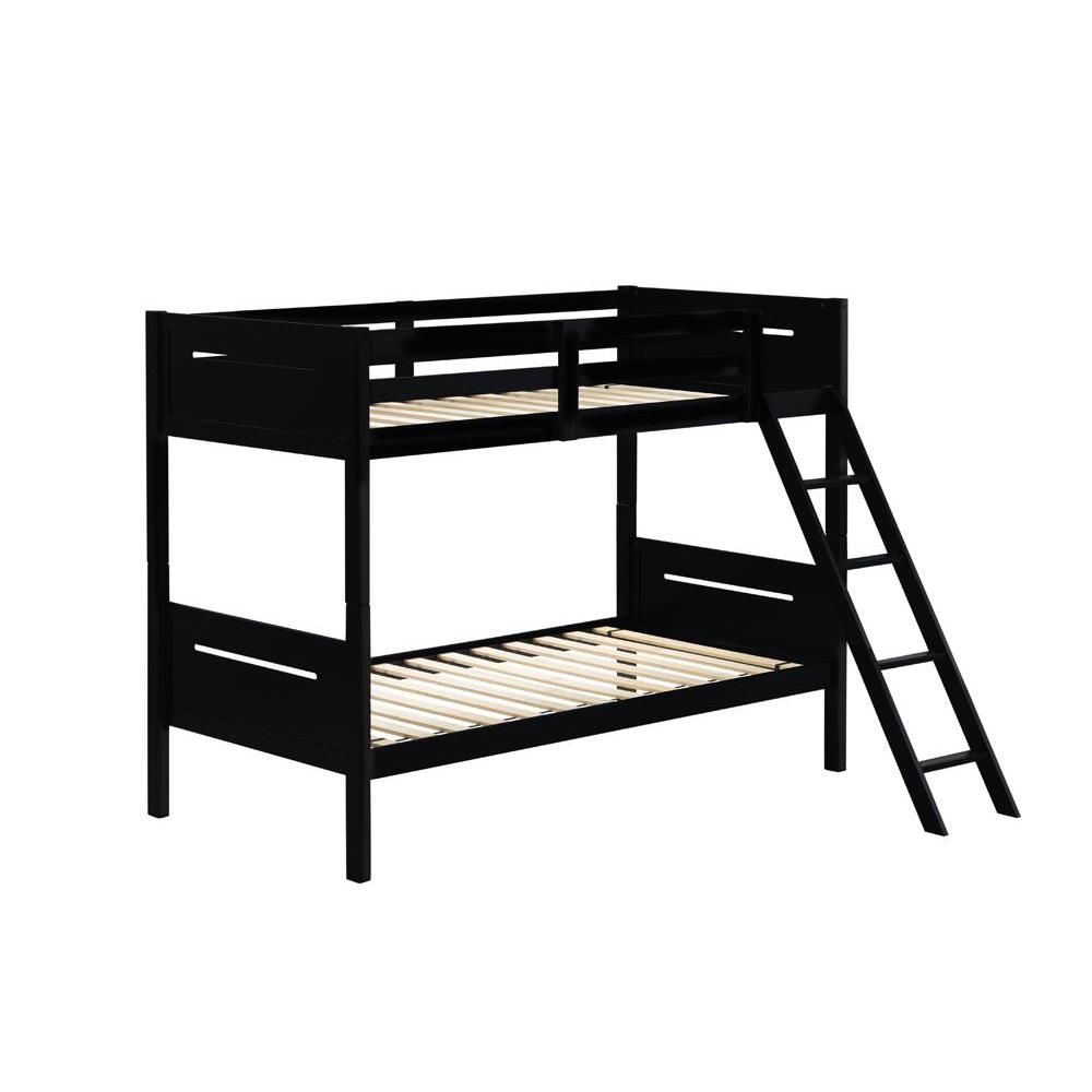 Littleton Twin Over Twin Bunk Bed Black. Picture 2
