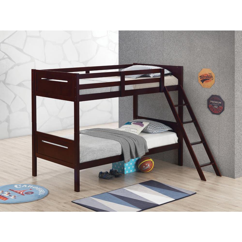 Littleton Twin Over Twin Bunk Bed Espresso. Picture 5