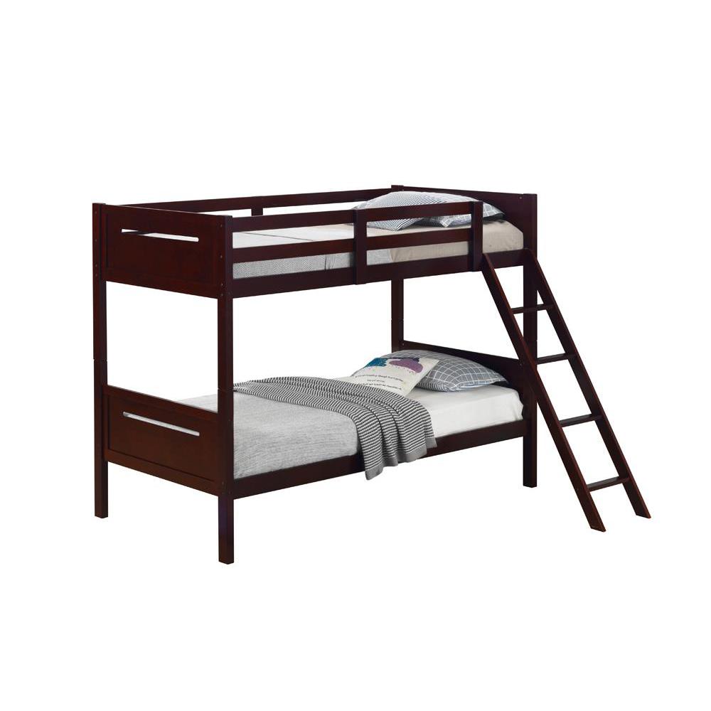 Littleton Twin Over Twin Bunk Bed Espresso. Picture 1