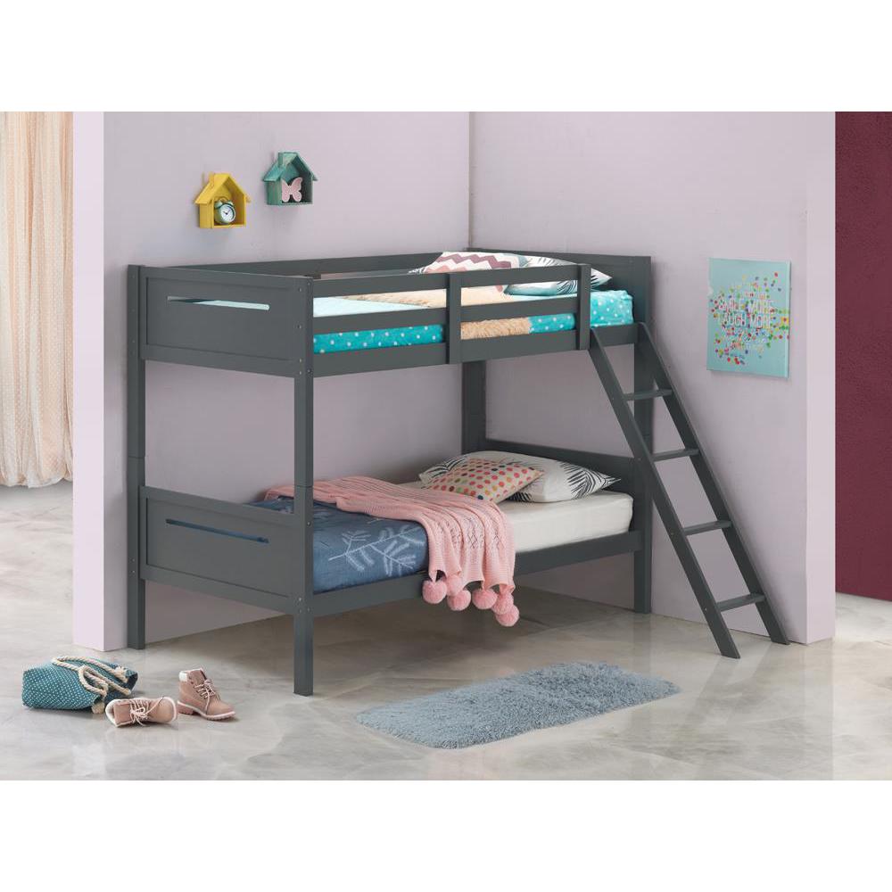 Littleton Twin Over Twin Bunk Bed Grey. Picture 5