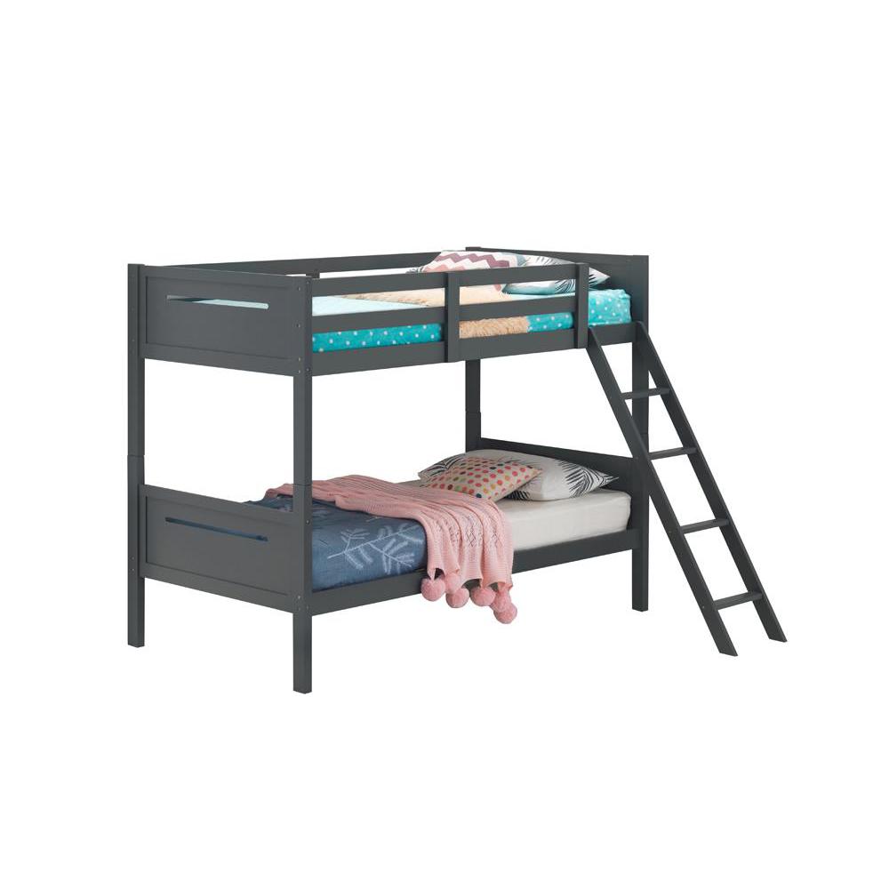 Littleton Twin Over Twin Bunk Bed Grey. Picture 2