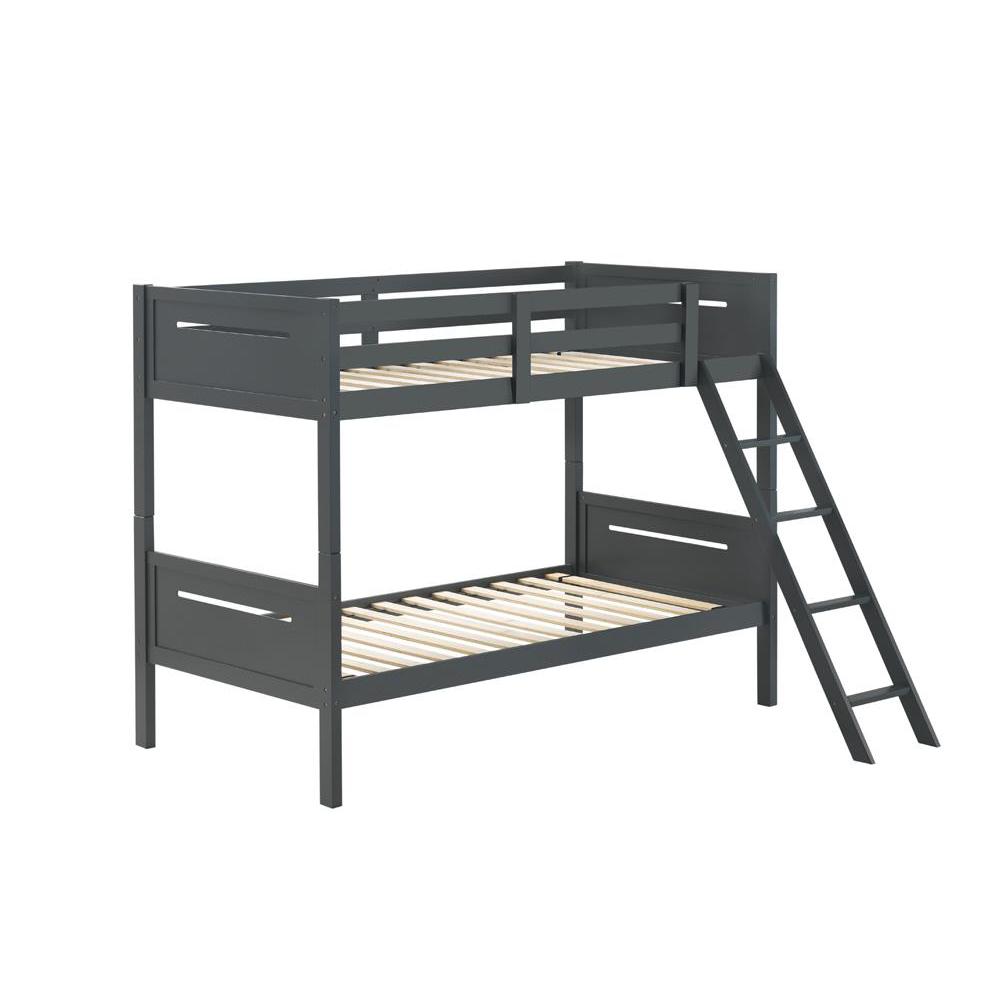 Littleton Twin Over Twin Bunk Bed Grey. Picture 1