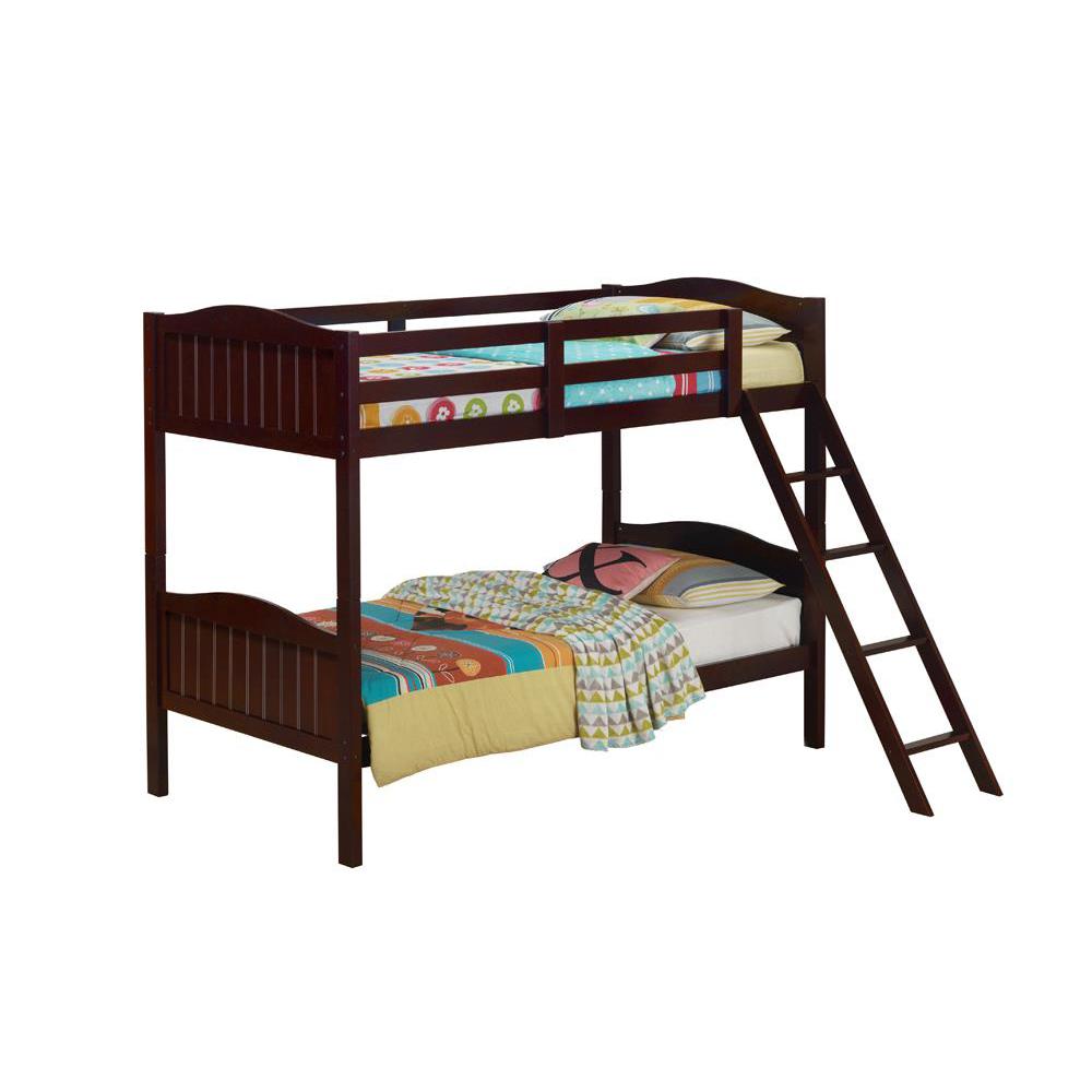 Arlo Twin Over Twin Bunk Bed with Ladder Espresso. Picture 1
