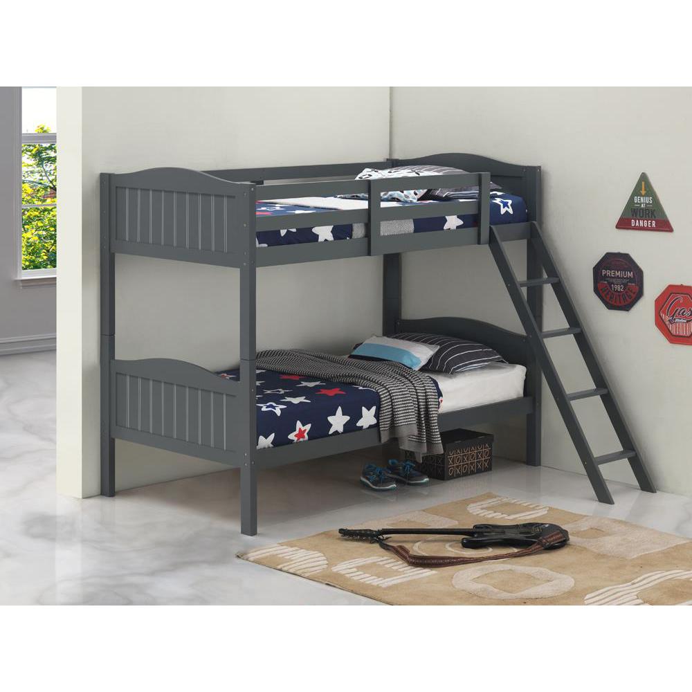 Arlo Twin Over Twin Bunk Bed with Ladder Grey. Picture 5