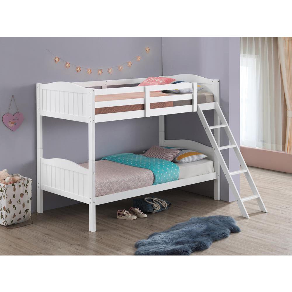 Arlo Twin Over Twin Bunk Bed with Ladder White. Picture 5