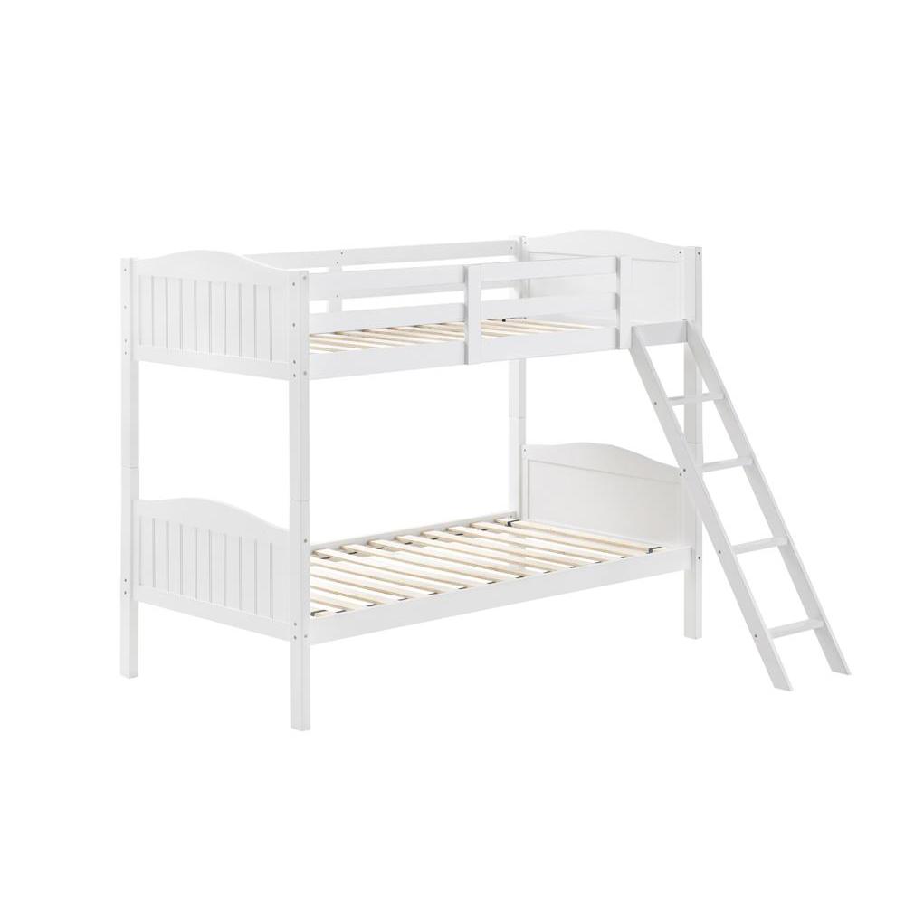 Arlo Twin Over Twin Bunk Bed with Ladder White. Picture 2