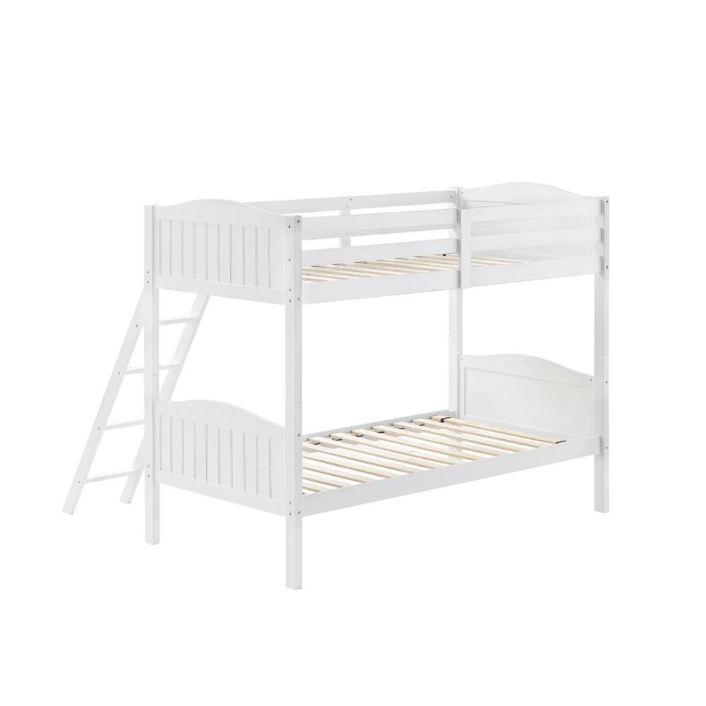 Arlo Twin Over Twin Bunk Bed with Ladder White. Picture 3