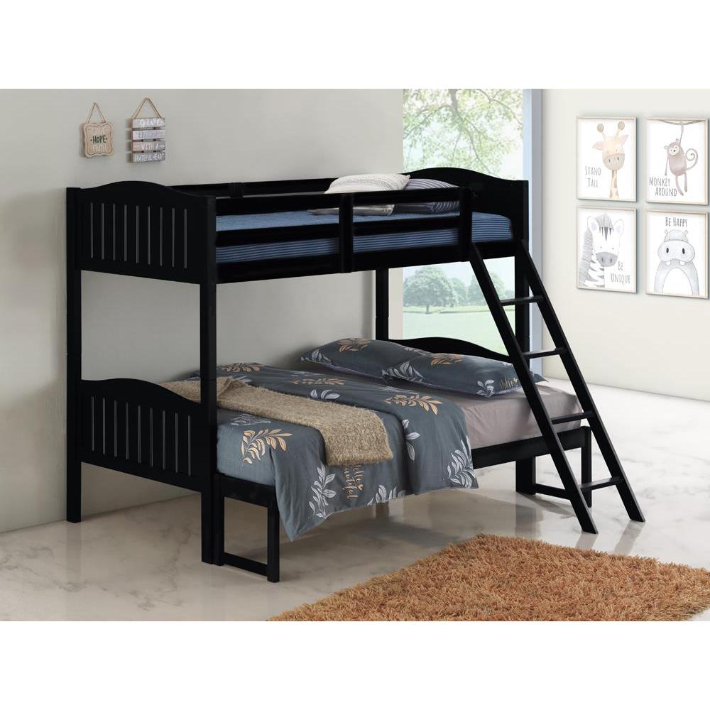 Arlo Twin Over Full Bunk Bed with Ladder Black. Picture 4