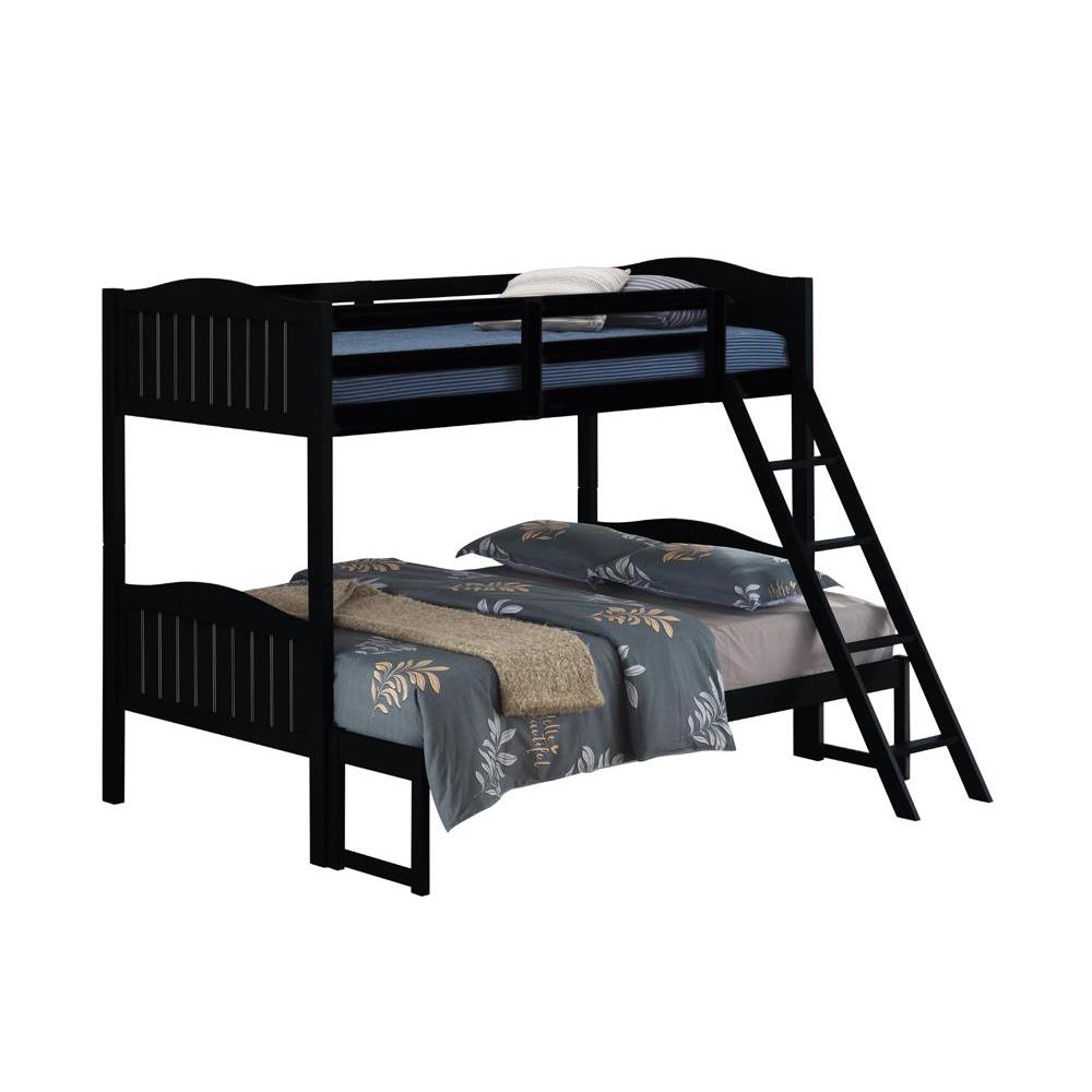 Arlo Twin Over Full Bunk Bed with Ladder Black. Picture 1