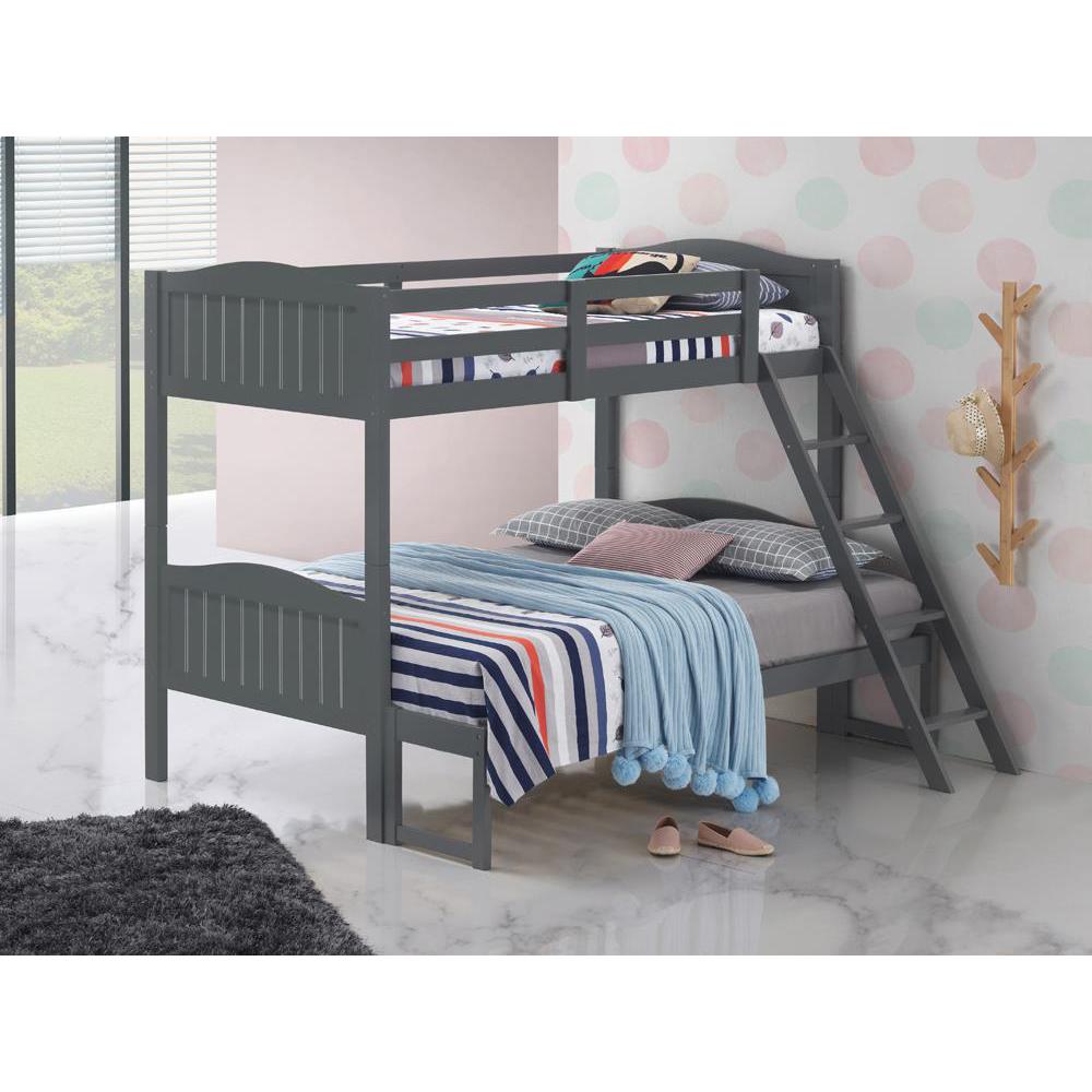 Arlo Twin Over Full Bunk Bed with Ladder Grey. Picture 4