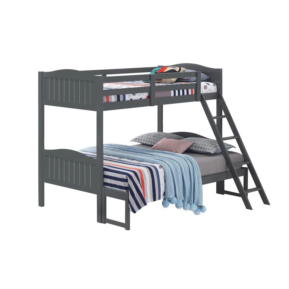 Arlo Twin Over Full Bunk Bed with Ladder Grey. Picture 1