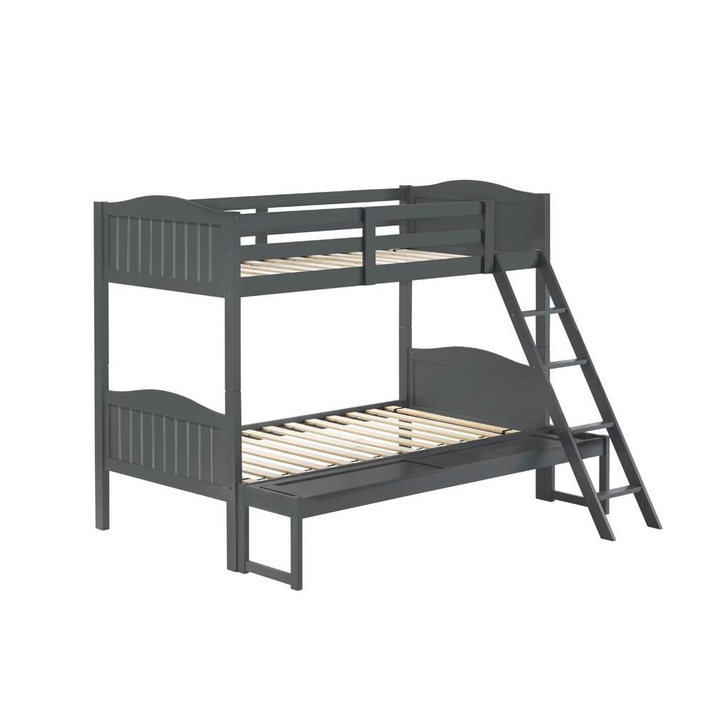 Arlo Twin Over Full Bunk Bed with Ladder Grey. Picture 2