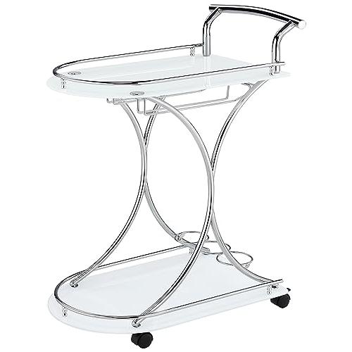 Elfman 2-shelve Serving Cart Chrome and White. Picture 3