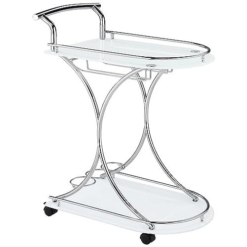 Elfman 2-shelve Serving Cart Chrome and White. Picture 1