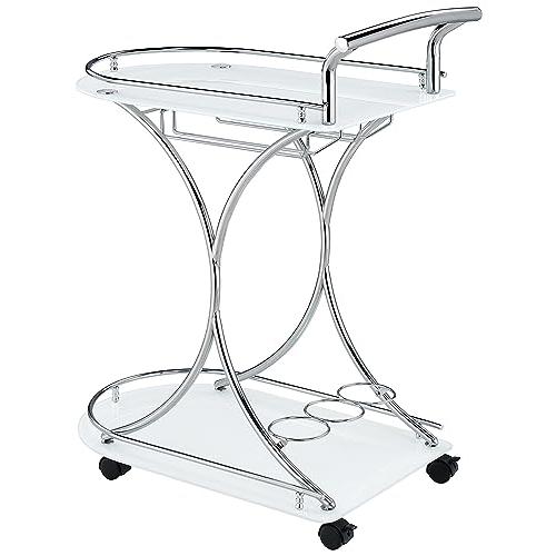 Elfman 2-shelve Serving Cart Chrome and White. Picture 5