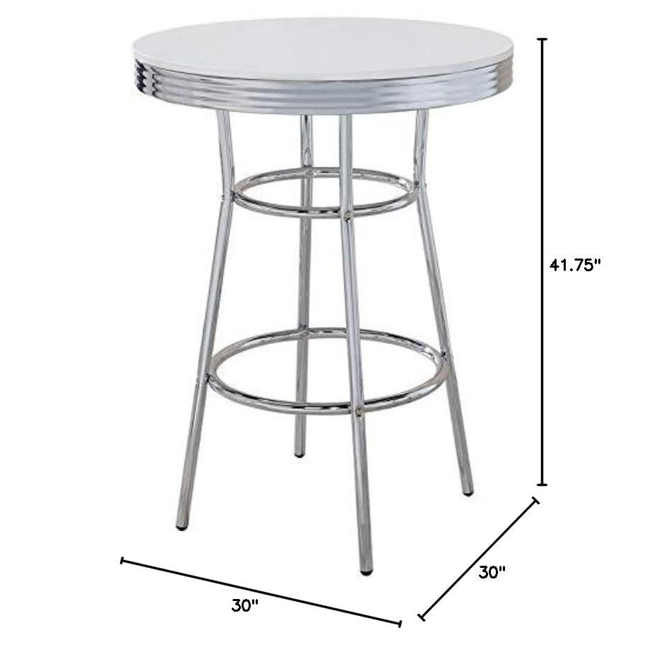 Theodore Round Bar Table Chrome and Glossy White. Picture 2