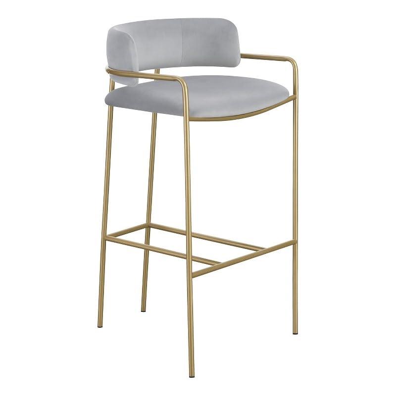 Comstock Upholstered Low Back Stool Grey and Gold. Picture 1