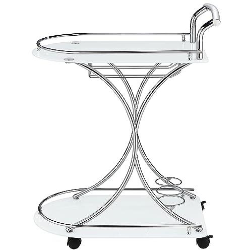 Elfman 2-shelve Serving Cart Chrome and White. Picture 4