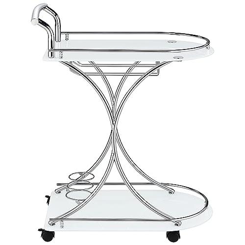 Elfman 2-shelve Serving Cart Chrome and White. Picture 8