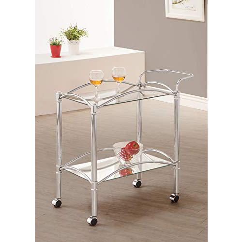 Shadix 2-tier Serving Cart with Glass Top Chrome and Clear. Picture 2