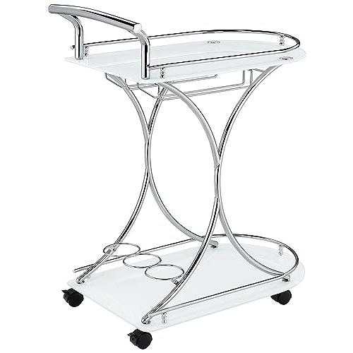 Elfman 2-shelve Serving Cart Chrome and White. Picture 7