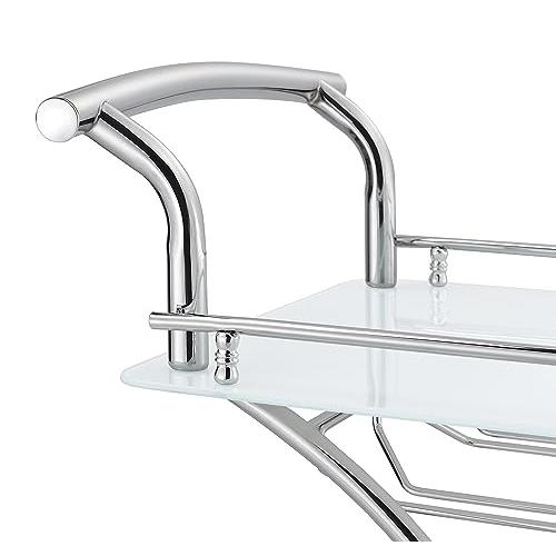 Elfman 2-shelve Serving Cart Chrome and White. Picture 9