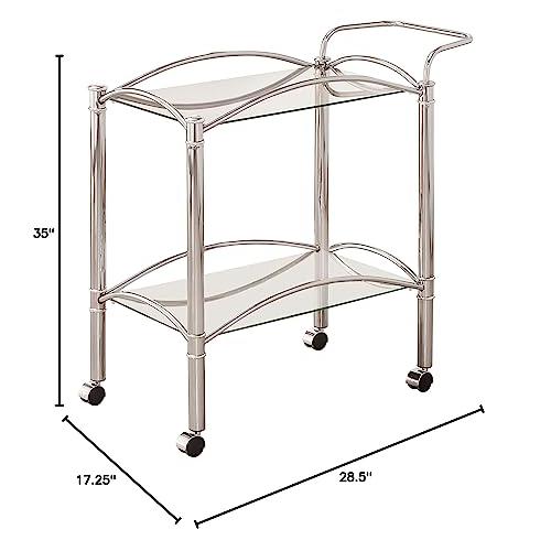 Shadix 2-tier Serving Cart with Glass Top Chrome and Clear. Picture 5