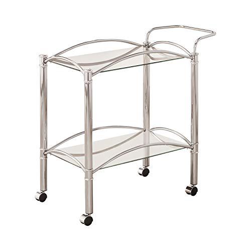 Shadix 2-tier Serving Cart with Glass Top Chrome and Clear. Picture 1