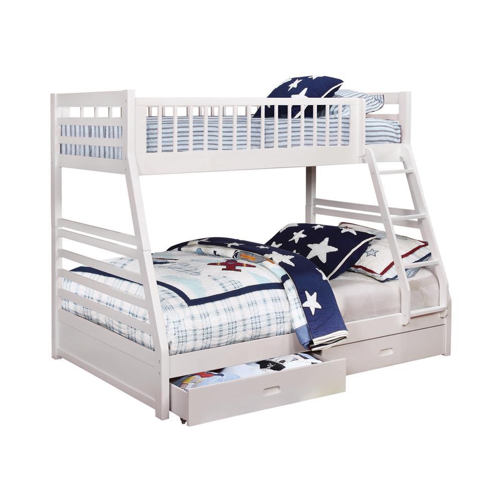 Ashton Twin Over Full 2-drawer Bunk Bed White. Picture 1