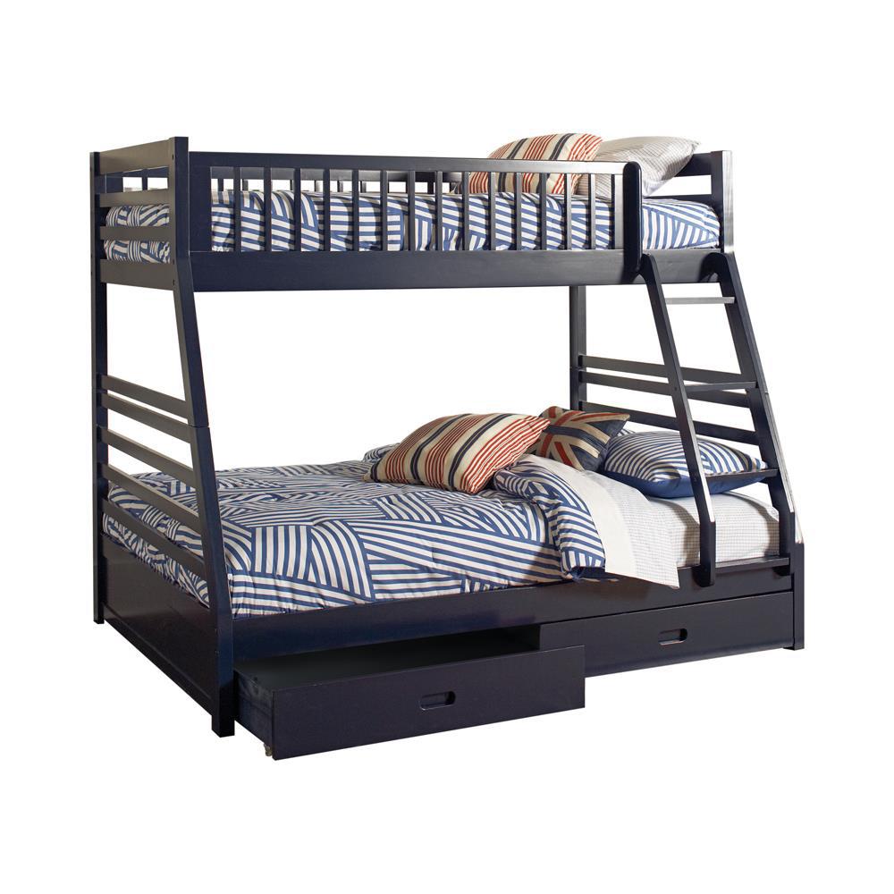 Ashton Twin Over Full 2-drawer Bunk Bed Navy Blue. Picture 1