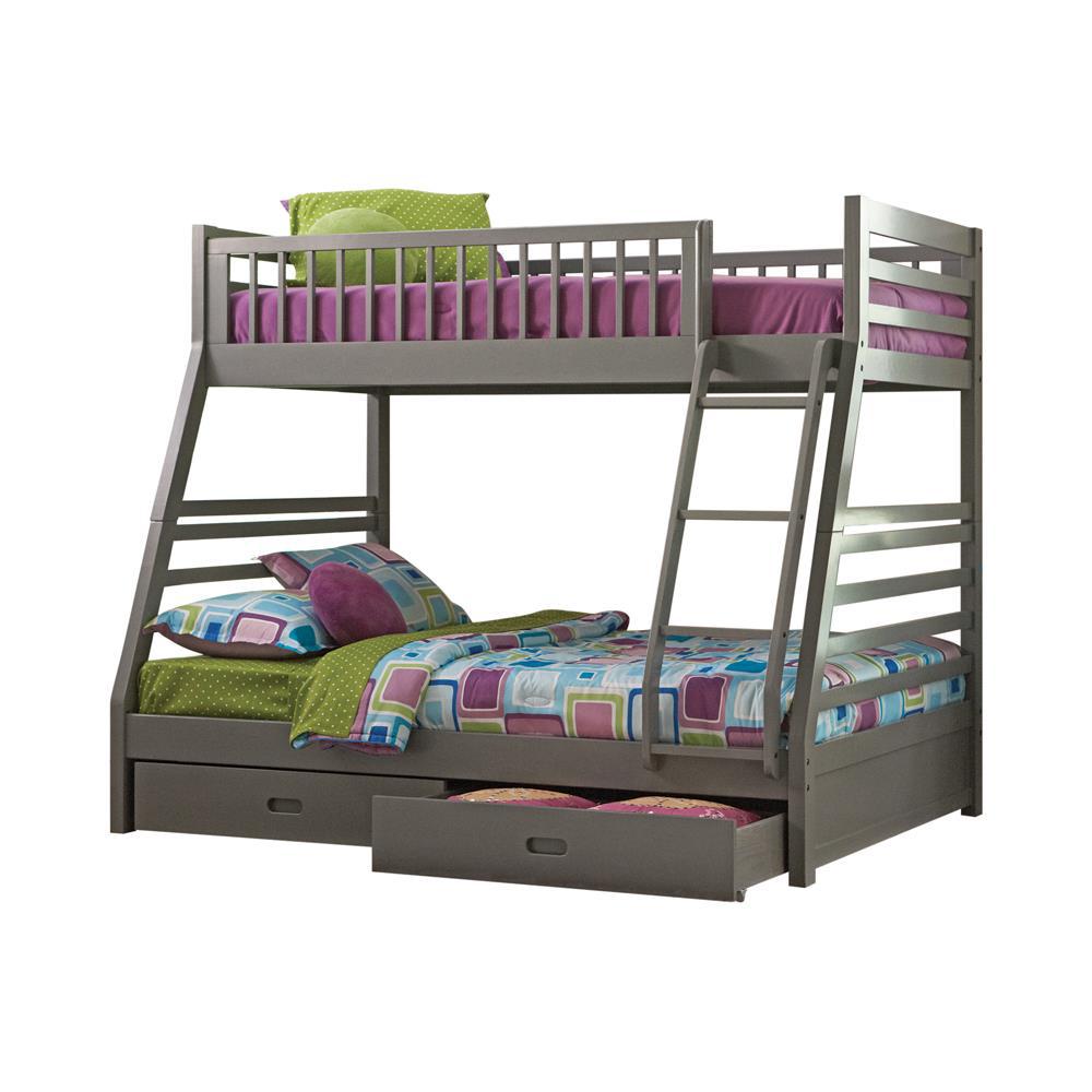 Ashton Twin Over Full Bunk 2-drawer Bed Grey. Picture 1