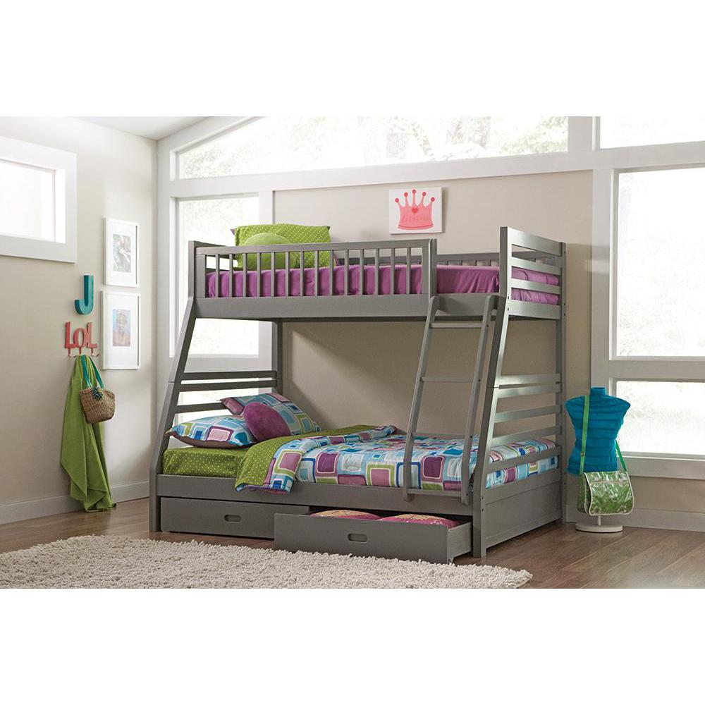 Ashton Twin Over Full Bunk 2-drawer Bed Grey. Picture 2