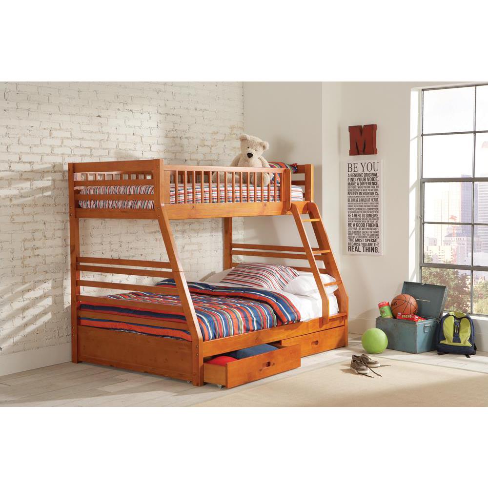 Ashton Twin Over Full 2-drawer Bunk Bed Honey. Picture 2