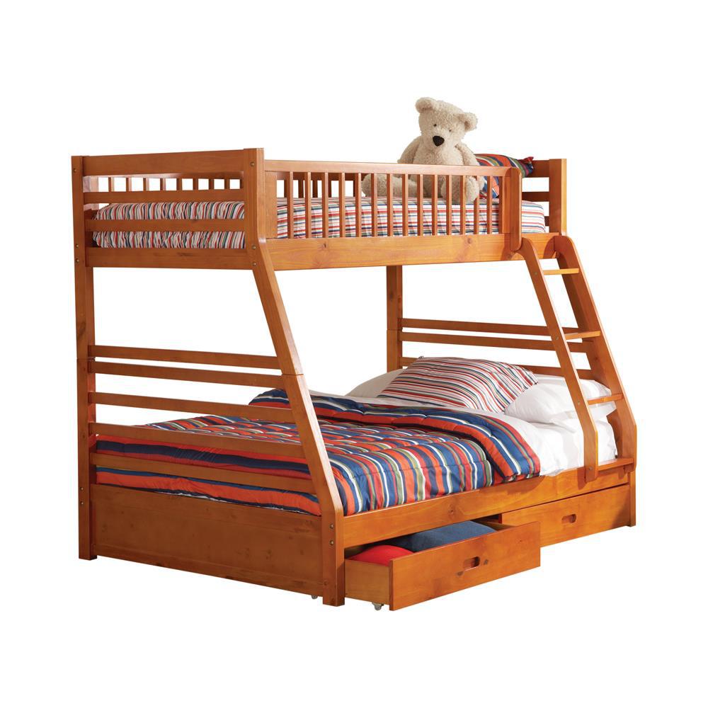 Ashton Twin Over Full 2-drawer Bunk Bed Honey. Picture 1