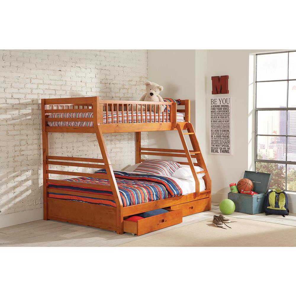Ashton Twin Over Full 2-drawer Bunk Bed Honey. Picture 3