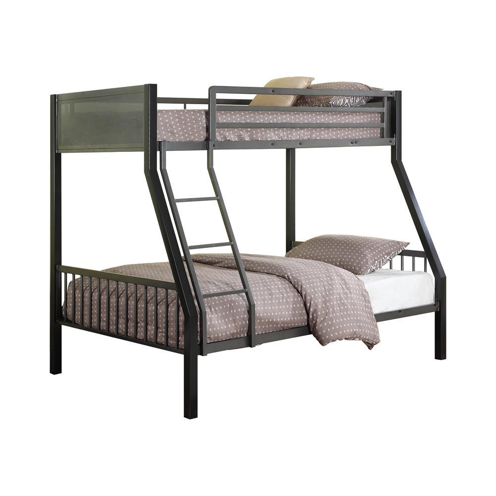 Meyers Twin Over Full Metal Bunk Bed Black and Gunmetal. Picture 1